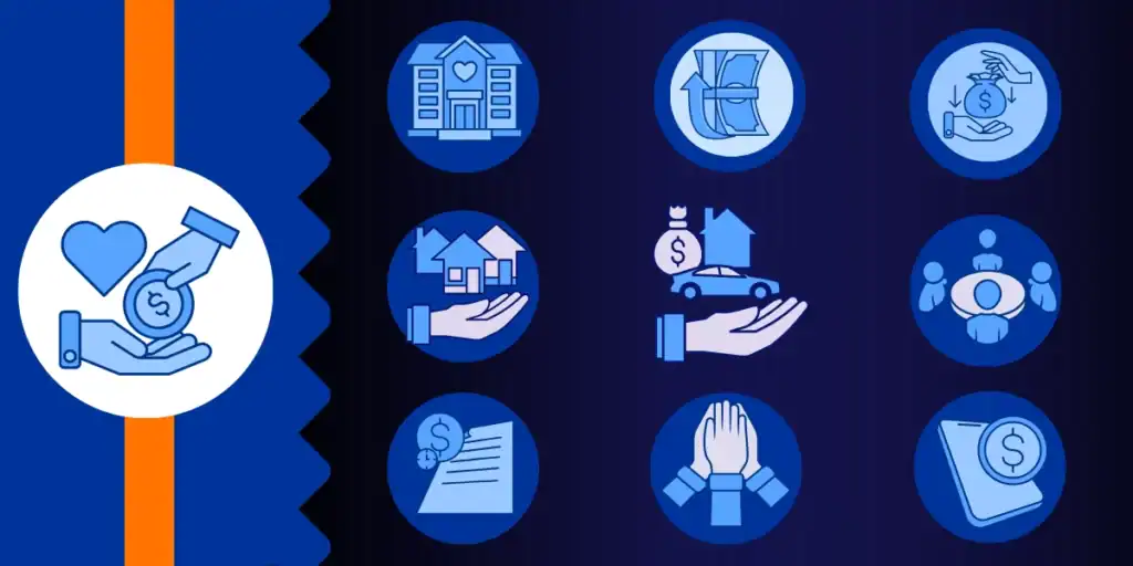 An illustration of a keepsake box containing a heart represents a gift of personal belongings or collections that carry meaning and effect change. Some symbolise a gift of stocks, investments, land, property or a financial gift.