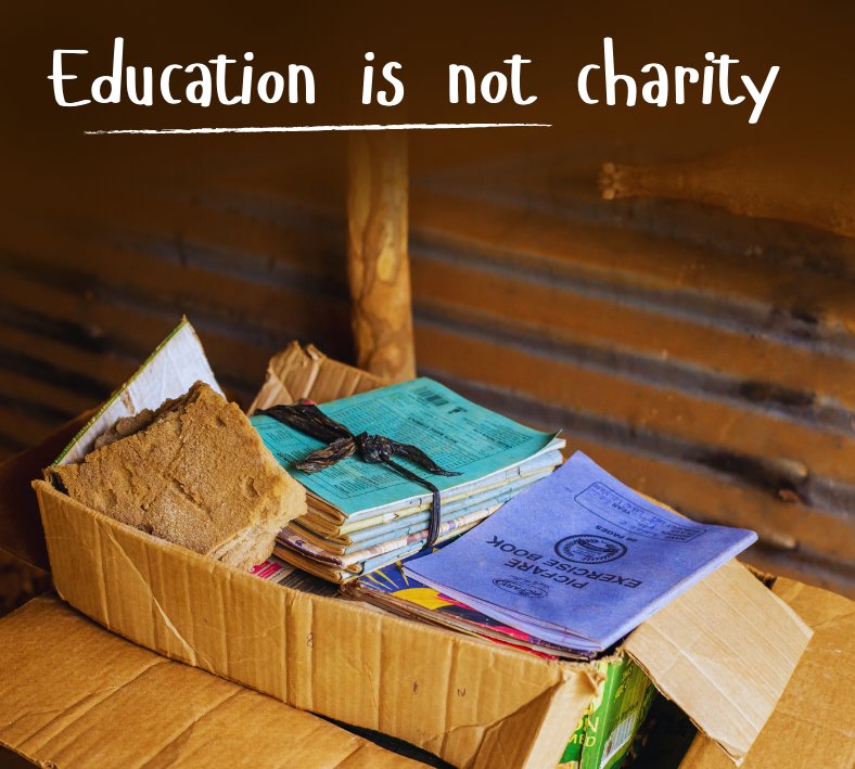 A small box of books and a duster showing the resource gap Baino Social Impact is working to close through education support.