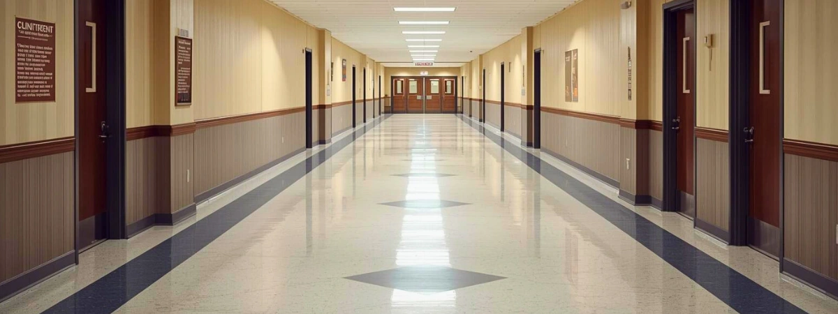 A quiet and well-maintained public interior space designed for collective use as a normal and shared part of daily life.