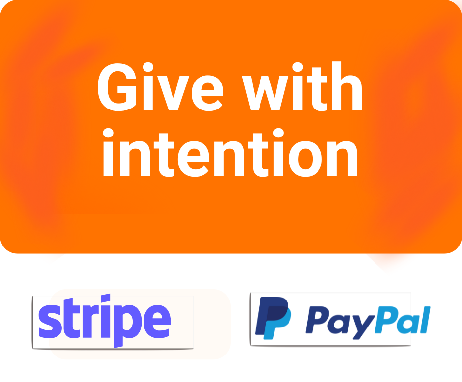 Minimalist Baino-style donation button displaying the phrase ‘Give with intention,’ designed to convey disciplined, structure-driven support rather than emotional urgency.