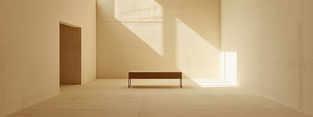 An uncluttered interior space with natural light and open proportions, conveying ease, calm, and mental spaciousness.