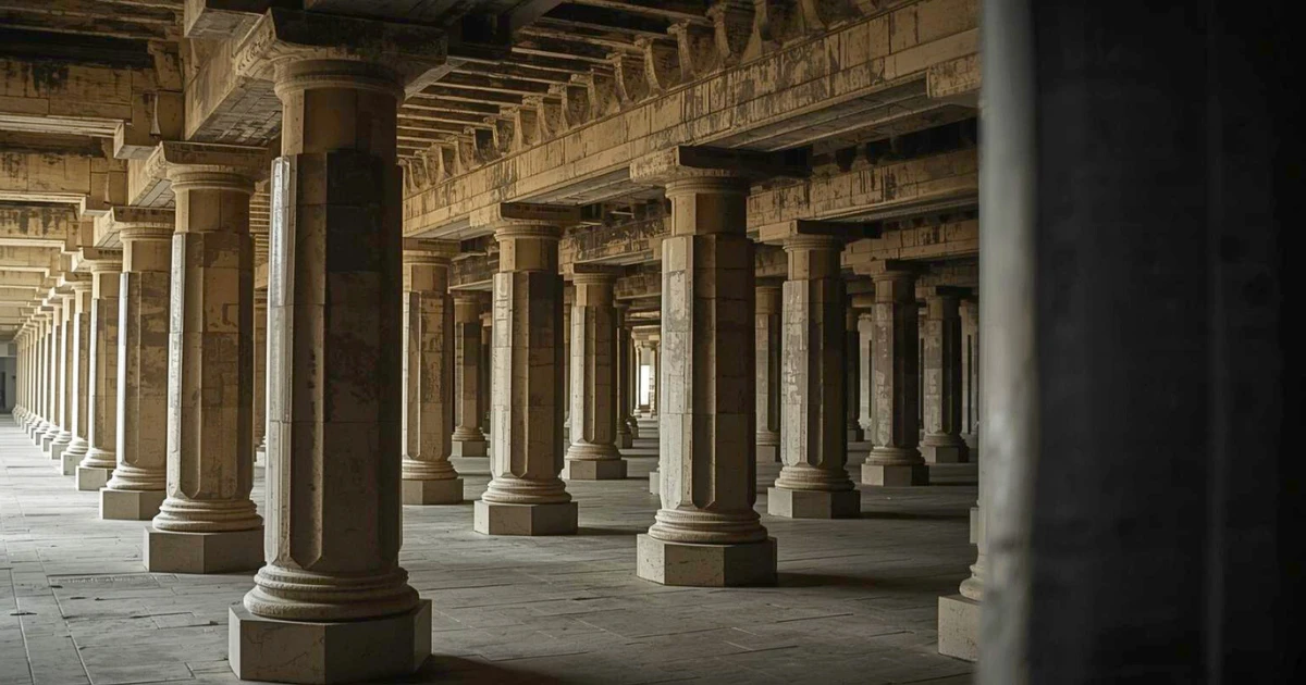 A repeating architectural structure with aligned elements and durable materials, expressing discipline and progress built through consistency over time.