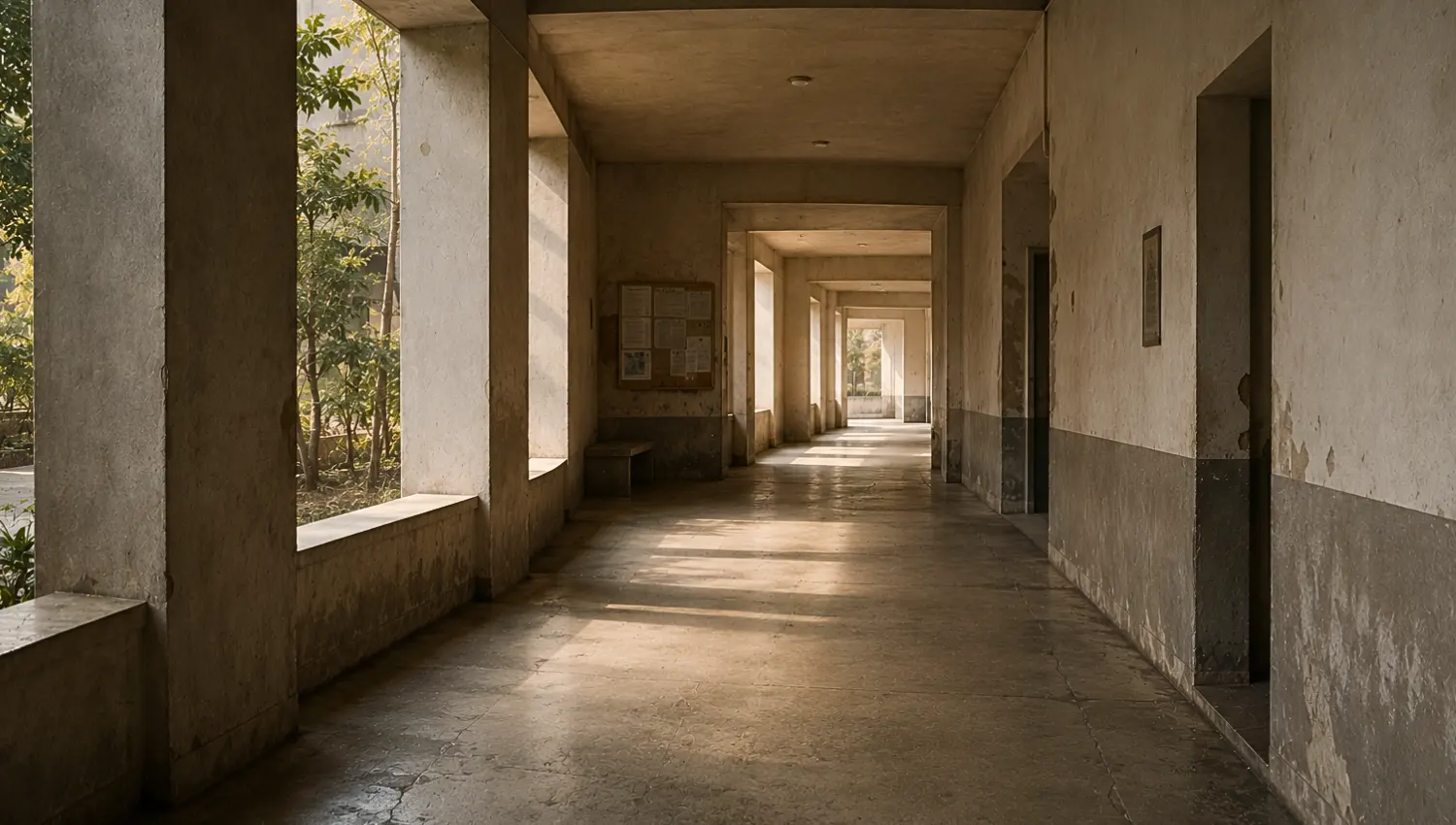 Architectural transition space with approachable thresholds and soft natural light, suggesting reachable progression and manageable continuity through connected environments.