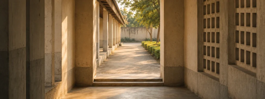 A maintained architectural threshold illuminated by warm morning light, representing the stable conditions that allow learning to take root and endure over time.