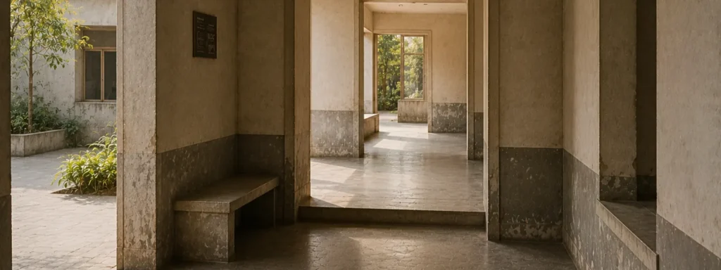 Architectural transition space with approachable thresholds and soft natural light, suggesting reachable progression and manageable continuity through connected environments.